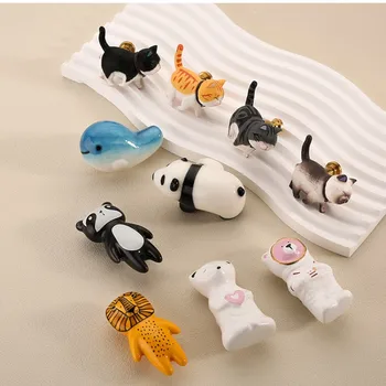 Керамична дръжка на шкафа под формата на животно, Дръжки на гардероба с анимационни котка от PVC, Мебелни дръжки за детската стая, дръжка прикроватного маса