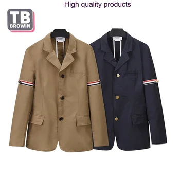 BROWIN TB води до пренебрегване том професионално облекло за мъже, тенденцията за почивка, вълнена корейската версия, тънък малък костюм с двоен превръзка на ръкава, шарени бизнес