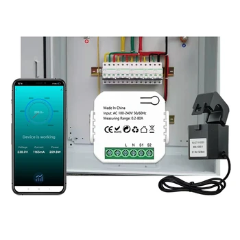 Интелигентен брояч на енергия Zigbee BMDT-Sasha 80A с клипс App Monitor, квтч, Напрежение, Ток, консумирана мощност от 110 До 240 v