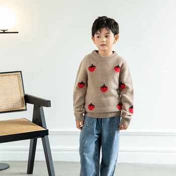 Детски топъл топ за деца от 2 до 12 години, Възли удобен кашмир пуловери, Връхни дрехи, Поло за момичета и момчета, двустранен облекло
