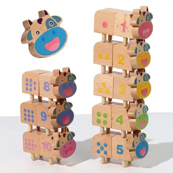 10 Бр. дървени строителни блокове за малки деца, развиване на образователни играчки за момичета и момчета, подаръци за деца