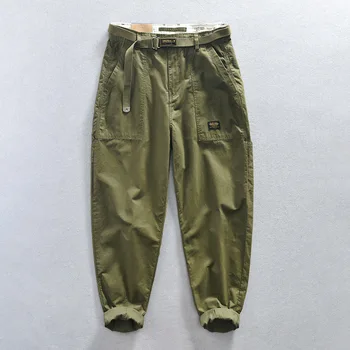 Z621 Армейските Зелени Панталони в стил Милитари, Пролет-Есен, Модерен Мъжки Панталони-карго, Младежки Свободни Ежедневни Памучни Улични Трайни Костюми