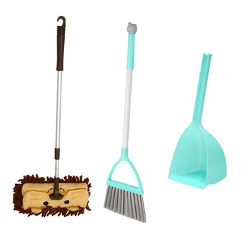 Мини-Набор от инструменти за почистване на дома за деца, 3 бр., включва в себе си очарователна Малка швабру, Малка метла, Малка лъжичка за боклук за деца