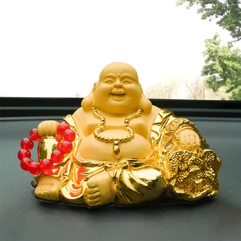 Китайски Честит фън шуй Статуята си смях Буда, Украса от смола, Скулптури, Занаяти, Украса за интериора на колата, Декорация за дома, хол