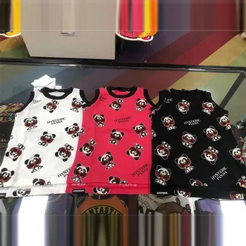 Дрехи за момичета, тениска 2023, черно, марка-Super Summer приливи и отливи, Dummy, Червена панда, Памук детска жилетка, Мъжки съкровище