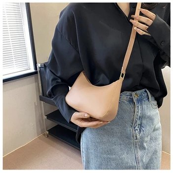 Нови Дамски модни чанти в ретро стил, однотонная чанта през рамо от изкуствена кожа, ежедневни дамски чанти