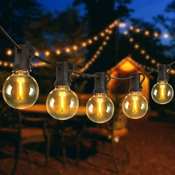 Външни Струнни Светлини на 50 МЕТРА LED G40 Globe Patio Светлини Водоустойчив Коледни Светлини за Заден Двор, Веранда, Тераса, Коледен Декор