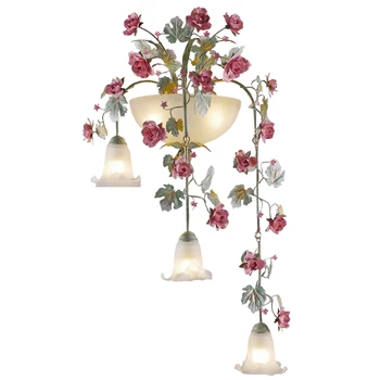 Светлина за растения и Билки в селски стил, с монтиран на стената Лампа, Творческа Изкуство, Стенни лампи За Спалня, Коридор, Стълбище, Желязна Роза, монтиран на стената Лампа, Кошница за цветя
