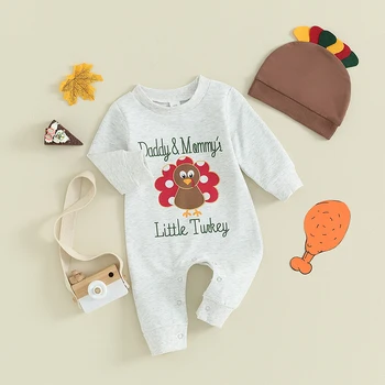 Облекло за бебета в Деня на Благодарността, hoody с дълги ръкави за момчета, гащеризон с шарките на турция, шапка, есен облекло от 2 теми