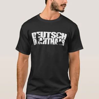 Забавна тениска Deutsch Drahthaar Dog Hunting Хънтър подарък, Нова Тениска от 100% Памук кръгло деколте и къс ръкав, Ежедневни мъжки t-shirt, Размер S-3XL