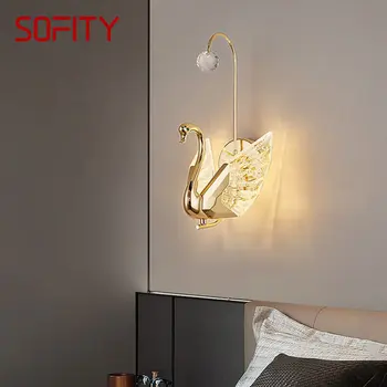 ULANI Модерен led монтиран на стената лампа с лебед, Ретро Творчески тела-аплици за домашен интериор на спалнята
