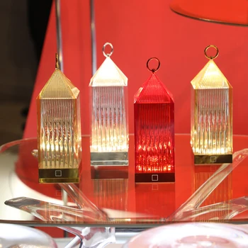Кристален настолна лампа Kartell, италиански дизайнерски фенерче на батерии Katell, зареждащи декоративни нощни лампи за атмосфера на ресторанта