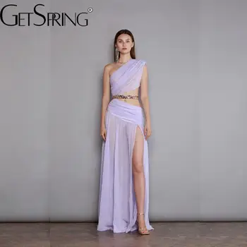 Женствена рокля Getspring 2023, Лятно Плиссированное рокля с цепка на раменете и откритата веригата, нарушения на сърдечния Празнично страхотна дълга рокля
