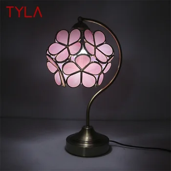 Настолна лампа TYLA Тифани LED Съвременен Творчески настолна лампа с розови листенца За дома, хол, Спалня, Прикроватного декор