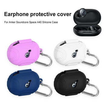 Силиконов защитен калъф за слушалки, Удароустойчив калъф за слушалки с дългоцевно оръжие Против надраскване за Anker Soundcore Space A40