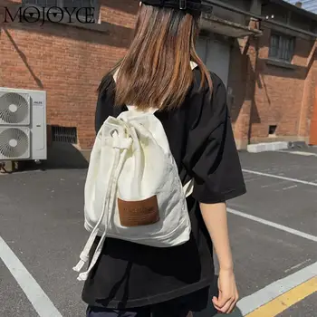 Студентски чанта на рамото, здрав ученическа раница на съвсем малък, лек платно обикновен женски раница с голям капацитет за игри на открито