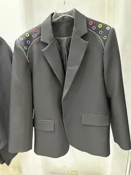 TD9049 Модерен мъжки палта и якета 2023 за подиум, полупрозрачна жаккардовая окото, нов китайски годишният свободен костюм дантела