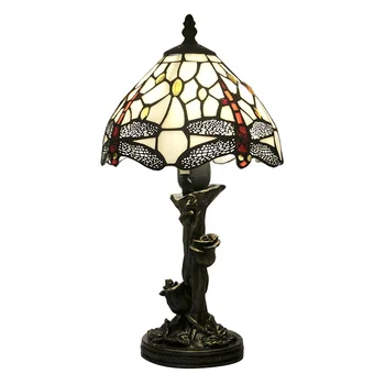 LongHuiJing Европейската творческа настолна лампа от витражного стъкло Tiffany, за украса на офис, настолна лампа, хол, трапезария, лампи за спалня