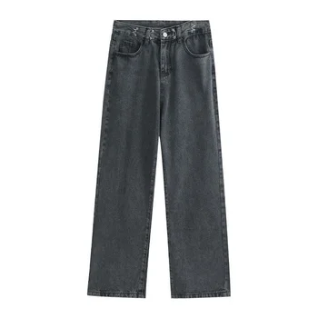 Извънгабаритни дънки с висока талия за жени, зимни Свободни тънки преки, дълги панталони, дамски панталони y2k jeans