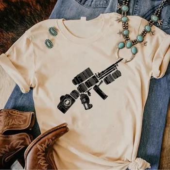 Женска тениска с оръжие, забавен топ за момичета, дрехи в стил харадзюку 2000-те години