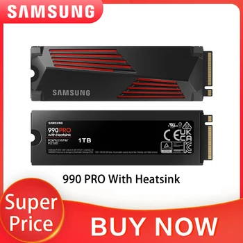 Samsung 990 Pro SSD С радиатор PCIe 4.0 NVMe M. 2 SSD диск 1 TB И 2 TB, Вътрешен Твърд диск, Твърд Диск За Десктоп, Лаптоп