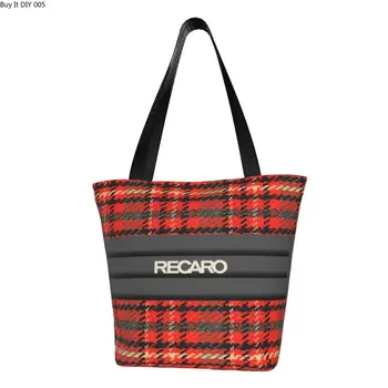 Скъпа модерна чанта за пазаруване в шотландскую клетка Recaros, холщовая чанта за покупки от рециклируеми продукти, пазарска чанта на рамото