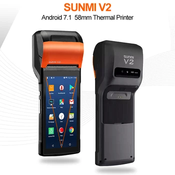 SUNMI V2 58mm Ръчно POS PDA Термопринтер проверки Android 7.1 4G Мобилни безжични Bluetooth Принтер касов терминал за поръчка
