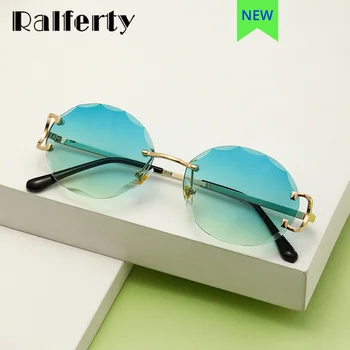Дизайнерски овални дамски слънчеви очила Ralferty, Тенденция 2023, Луксозен марка, качество, цветни нюанси Дамски слънчеви очила без UV-рамки