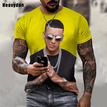 2023 Нова тениска с 3D принтом Daddy Yankee за мъже и жени, лятна мода Ежедневни тениска с къс ръкав в стил хип-хоп, певицата Harajuku Street