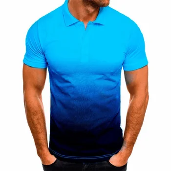 2023 Маркова Новост, Мъжки Ежедневни тениски с 3D Цифрово Принтом Наклон на цвят, Мъжки тениски, поло с ревери, Мъжки тениски, поло с къс ръкав