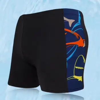 Мъжки бански С принтом, бързо съхнещи Плажни шорти с висока еластичност, Топене със средна талия, Абсорбиращи потта