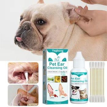 Препарат за почистване на ушите на кучета и котки, масло за почистване на ушите на домашни любимци, препарат за почистване на ушите на кучета и котки Ефективно почиства, предотвратява сърбеж и