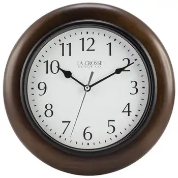 Часовници La Crosse 10 от кафяво дърво Linwood Classic, аналогов кварцов стенен часовник от дърво, 404-2625