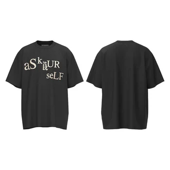 Askyurself 2023 Висококачествени тениски с къс ръкав За мъже И жени С принтом От чист памук, За пране