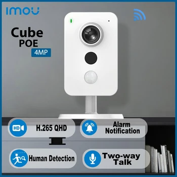 Imou Cube PoE 4MP Водоустойчив WiFi Камера за Видеонаблюдение следи бебето Мини IP камера Умен Дом Wifi Камера за ВИДЕОНАБЛЮДЕНИЕ с Вграден микрофон
