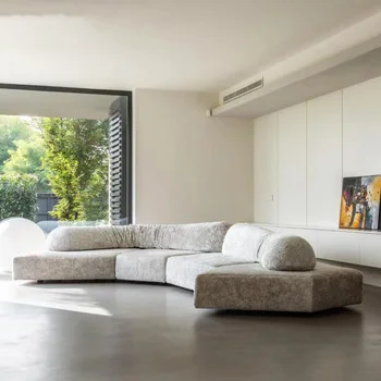 Луксозен Модерен диван в скандинавски стил, Голяма Вила, Релаксираща комбинация на Специална форма, Фланелевый разтегателен Muebles De Сала, Мебели за спални, ШХВХД