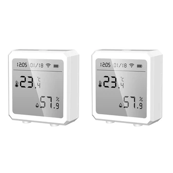 Нов 2 елемента Sasha Smart Wifi Сензор за Температура И Влажност на въздуха За помещения, Влагомер, Термометър С LCD Дисплей, аларма Сензор