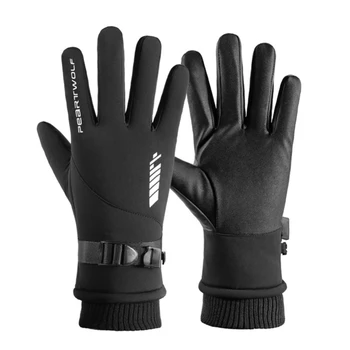 Мини ветроупорен непромокаеми ръкавици за каране на сноуборд, топли мъжки ръкавици за езда на мотоциклет със сензорен екран, зимни улични женски мъжки ръкавици