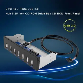 Хъб USB 2.0 с 9 на контакти и 7 порта, с Отделение за CD-ROM с диагонал 5,25 инча, преден панел, CD-ROM