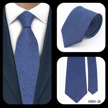 Размер 8 см, Синьо жаккардовое колие с Пейсли, вратовръзка, Модерен бизнес вратовръзка, аксесоари за Сватба, подарък за един господин, вратовръзка на шията