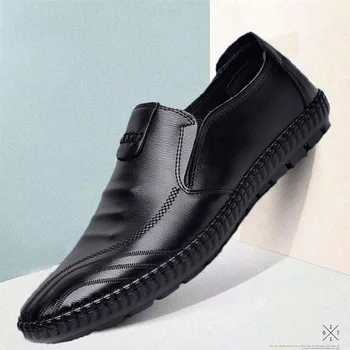 Ежедневни Мъжки обувки в Бизнес стил, Кожени Мъжки Модел Обувки, Лоферы, Обикновена Дишащи Лоферы С мека Подметка, Удобни Плитки Zapatos Hombres