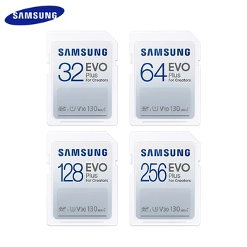 100% Оригиналната SD карта Samsung EVO PLUS 32 GB 64 GB 128 GB, 256 GB Скорост на трансфер на данни до 130 MB/S. Карта памет от клас 10, за създателите на
