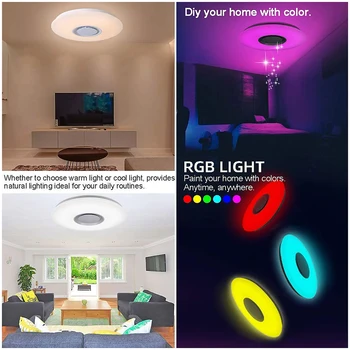 Интелигентна led лампа с високоговорител RGB за украса на дома с регулируема яркост, Bluetooth-съвместими с дистанционно управление за спални, всекидневна