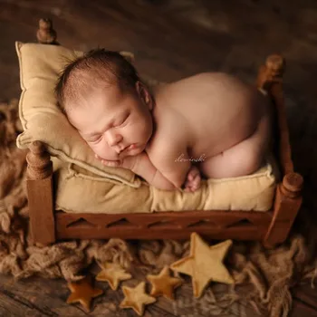Кошница за снимки на новородени, Ретро Бамбуков стол от ръчно изработени Предмети за снимки на новородени, Бебешко кошче (безплатно), Подпори за рекорден ръст на детето