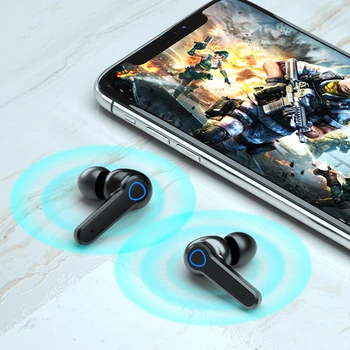 Безжични слушалки с led цифров дисплей, Bluetooth-съвместими с микрофон, водоустойчивост IPX7 на Apple, Android на 3-4-ти номер