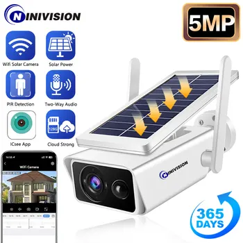 5-мегапикселова слънчева камера, Wifi, външно безжично храна, двупосочно аудио, Нощно виждане, видео-наблюдение, Защита, ВИДЕОНАБЛЮДЕНИЕ, PIR, IP камера