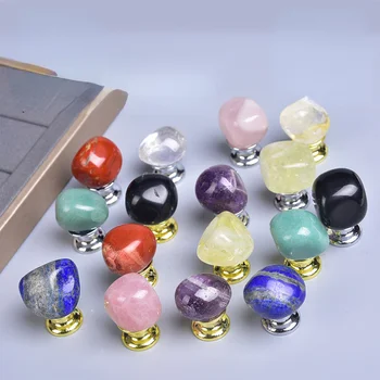Модерна проста кристален дръжка чекмедже с един дупка от естествен кристал rolling stone шкафове, дръжки на вратите гардероб