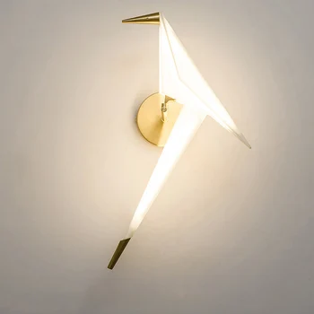 Модерна лампа, Луксозен led монтиран на стената лампа, Little Bird 110 В На 220 В, Скоба за прикроватной нощни шкафчета, спалня, хол, Таванско декор, лампа
