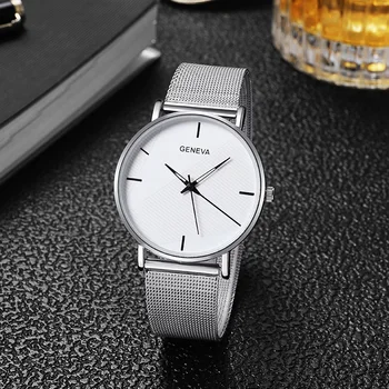 Нови модни Дамски часовници, мъжки ежедневни кварцов ръчен часовник от неръждаема Стомана с метална мрежа за подарък, Relogio Feminino Hot Clock