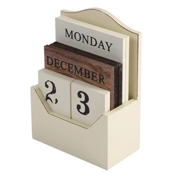 Дървена настолен Календар в стил Ретро, Ретро Дървен Блок, Вечен Календар, Дървени Еко Офис Декор за дома на масата Сам
